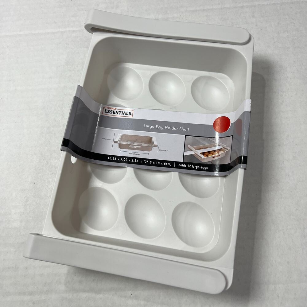 NEW Storage Essentials Holds 12 Eggs Large Holder Shelf Plastic Dishwasher Safe